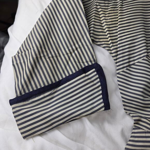 Vintage handmade striped dress 50s 60s XXS petite high neck blue cream ivory - Picture 7 of 15